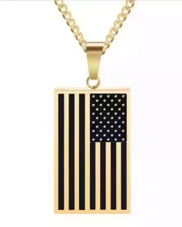 Geometric American Necklace In Color gold + black