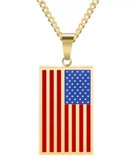 Geometric American Necklace In Color gold + red