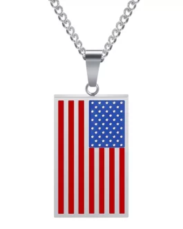 Geometric American Necklace In Color silver + red