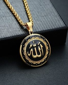Muslim Round Allah Necklace In Gold Color